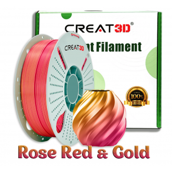 PLA пластик для 3д принтера CREAT3D, 1.75 мм, 2 кольора (Silk Rose Red-Gold), 1 кг.